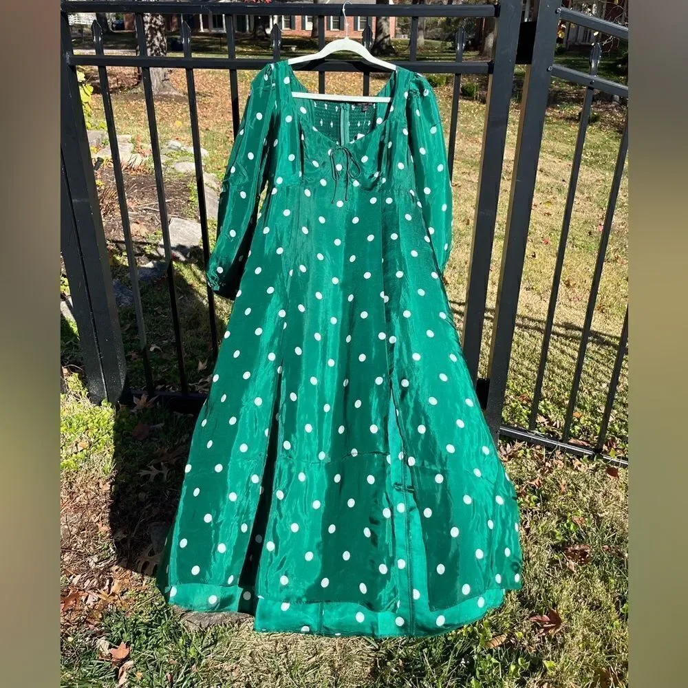 J Crew Sweetheart Long Sleeve Midi Dress in Polka Dot NWT